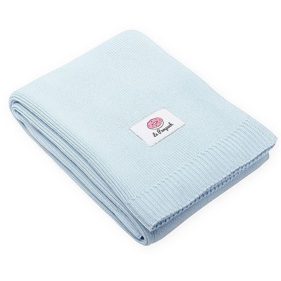 Le Pampuch Pletená dětská deka 100%Cotton PREMIUM - BABY BLUE