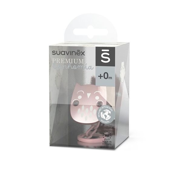 Suavinex Bonhomia klip na dudlík premium RŮŽOVÝ