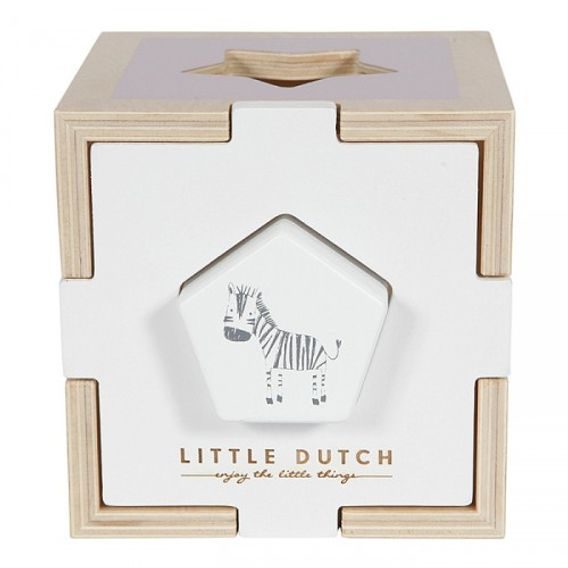 Little Dutch Dřevěná vkládačka / třídič tvarů kostka - ZOO PINK