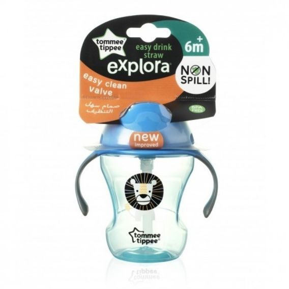 Tommee Tippee Netekoucí hrnek s brčkem Explora Easy Drink 230ml, 6m+ - MODRÝ