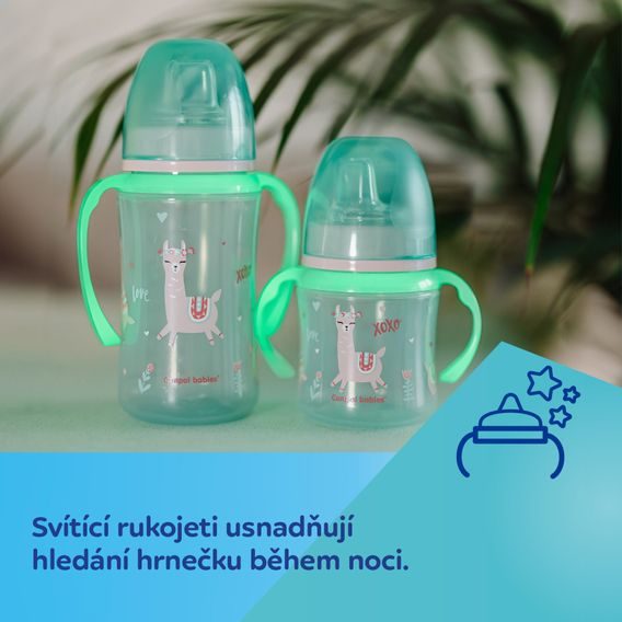 Canpol babies Tréninkový hrníček se svítícími úchyty Exotic Animals 120ml (6m+) - MODRÝ LENOCHOD