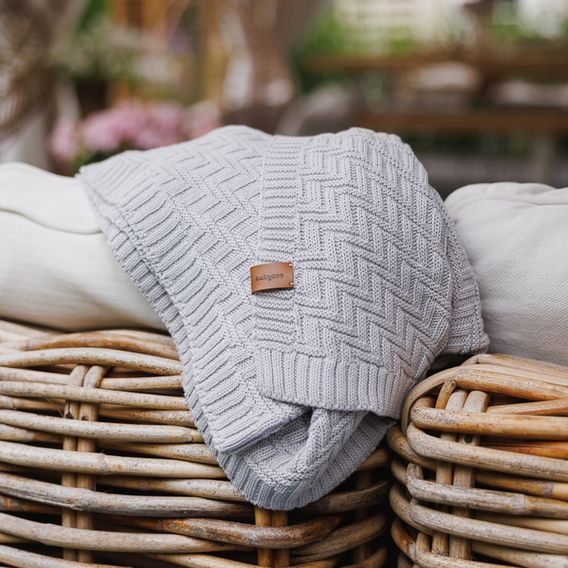 BabyOno Pletená dětská deka bavlněná ŠEDÁ