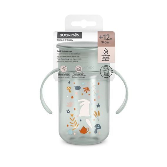 Suavinex Wonderland 360° hrneček na učení 340ml ZELENÁ