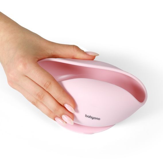 BabyOno Silikonová miska s přísavkou RŮŽOVÁ