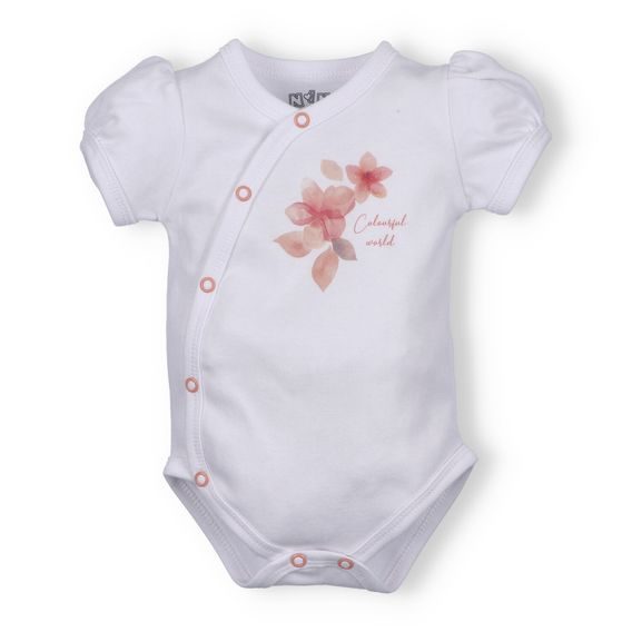 NINI Zavinovací body krátký rukáv Blossom BÍLÉ
