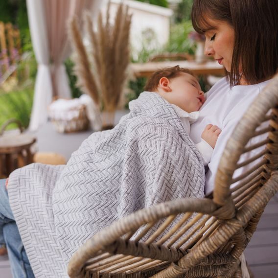 BabyOno Pletená dětská deka bavlněná ŠEDÁ