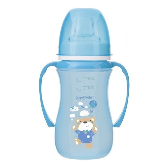 Canpol babies Tréninkový hrníček Sweet Fun 240ml (6m+) - MODRÝ