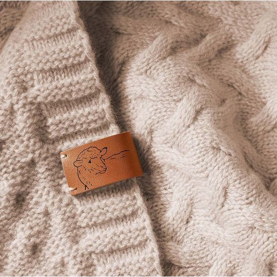 BabyOno Pletená dětská deka z merino vlny SVĚTLE BÉŽOVÁ