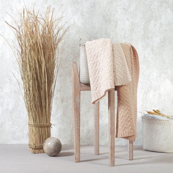 BabyOno Pletená dětská deka z merino vlny SVĚTLE BÉŽOVÁ