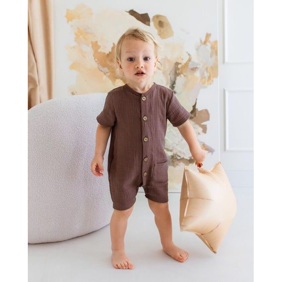 Makoma Mušelínový letní overal Bamboo MODRÁ