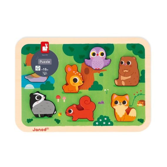Janod Chunky vkládací puzzle ZVÍŘÁTKA V LESE