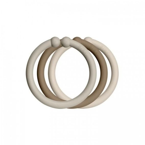 BIBS Loops kroužky 12ks Sand/Vanilla/Dark Oak