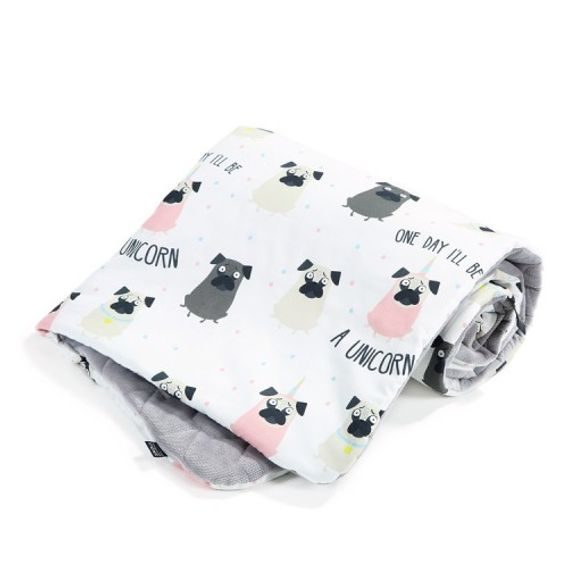 La Millou Luxusní dětská deka Velvet-Cotton SLIM vel.M, DOGGY UNICORN - DARK GREY