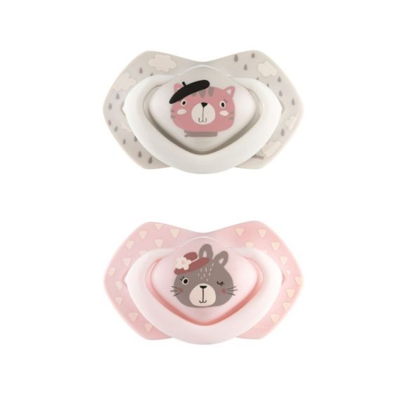 Canpol babies Dudlík 0-6m silikon symetrický 2ks Bonjour Paris RŮŽOVÁ