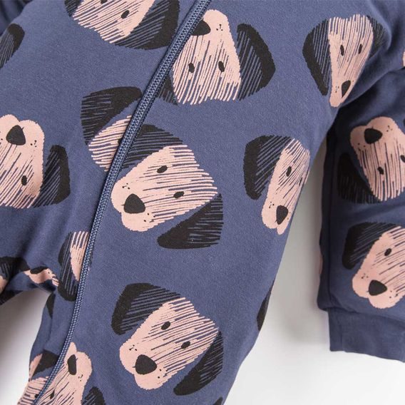 Eevi Dětská kombinéza z teplákoviny zateplená Puppy Playtime TMAVĚ MODRÁ