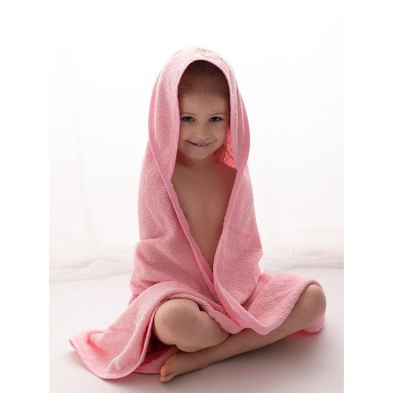 BabyMatex Osuška s kapucí 100x100cm Maxi MEDVÍDEK RŮŽOVÁ