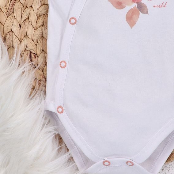 NINI Zavinovací body krátký rukáv Blossom BÍLÉ