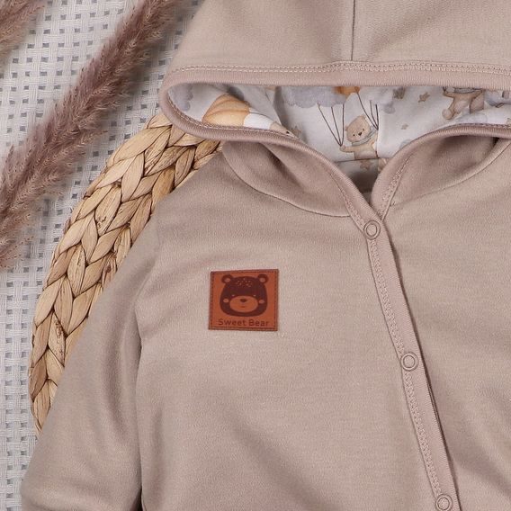 NINI Kojenecká kombinéza overal Méďa Pilot SVĚTLE HNĚDÁ