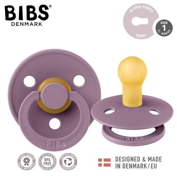 BIBS Colour dudlík kaučuk kulatý 0-6m MAUVE