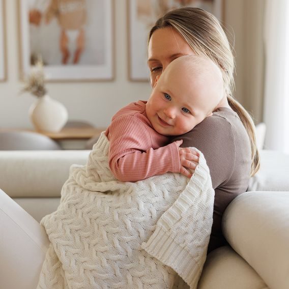 BabyOno Pletená dětská deka z merino vlny KRÉMOVÁ