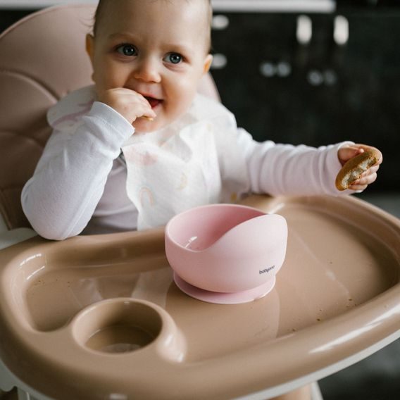 BabyOno Silikonová miska s přísavkou RŮŽOVÁ