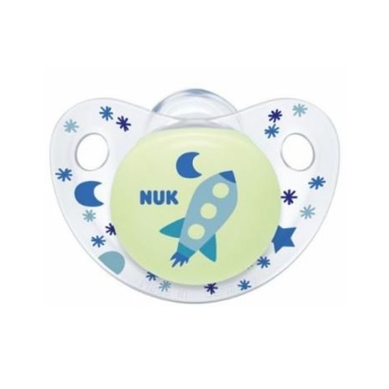 NUK Dudlík silikon 6-18m svítící Trendline DEN & NOC - RAKETOPLÁN