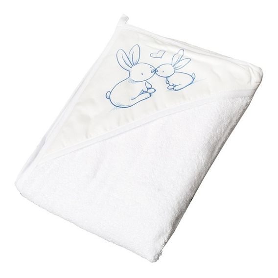 Tega baby Dětská froté osuška s kapucí 100x100cm KRÁLÍČCI - BÍLÁ