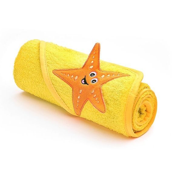 Sensillo Dětská osuška s kapucí 3D Zvířátka 75x75cm HVĚZDICE ŽLUTÁ (yellow)