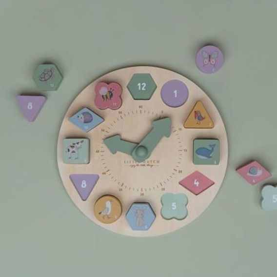 Little Dutch Hodiny s puzzle kostkami Farma