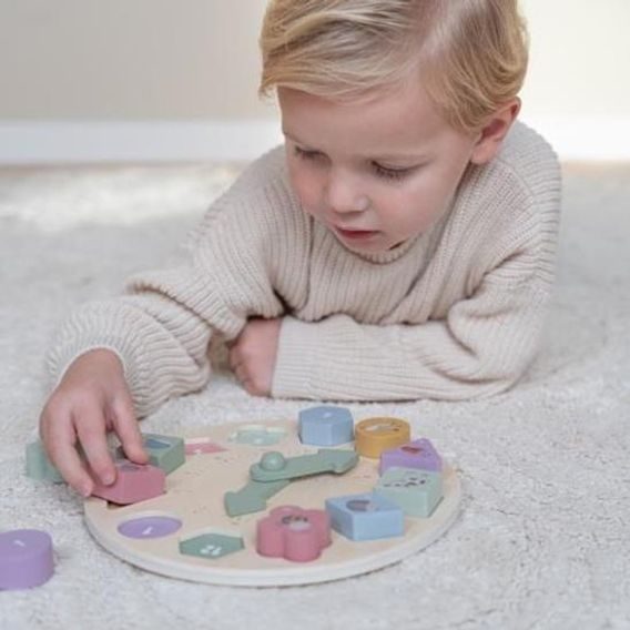 Little Dutch Hodiny s puzzle kostkami Farma