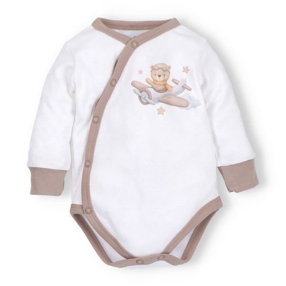 NINI Zavinovací body dlouhý rukáv Méďa Pilot SMETANOVÉ