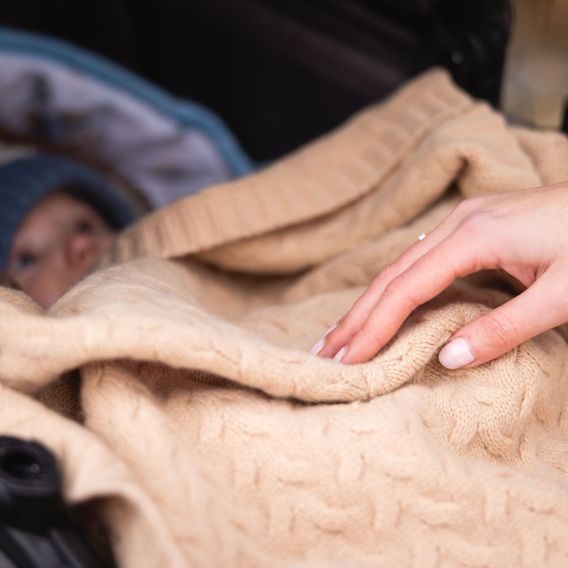 BabyOno Pletená dětská deka z merino vlny BÉŽOVÁ