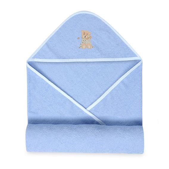 BabyMatex Osuška s kapucí 100x100cm Maxi MEDVÍDEK MODRÁ