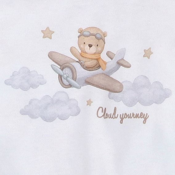 NINI Body dlouhý rukáv Méďa Pilot SMETANOVÉ