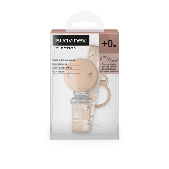 Suavinex Wonderland Klip na dudlík se stuhou KRÉMOVÝ KRÁLÍK