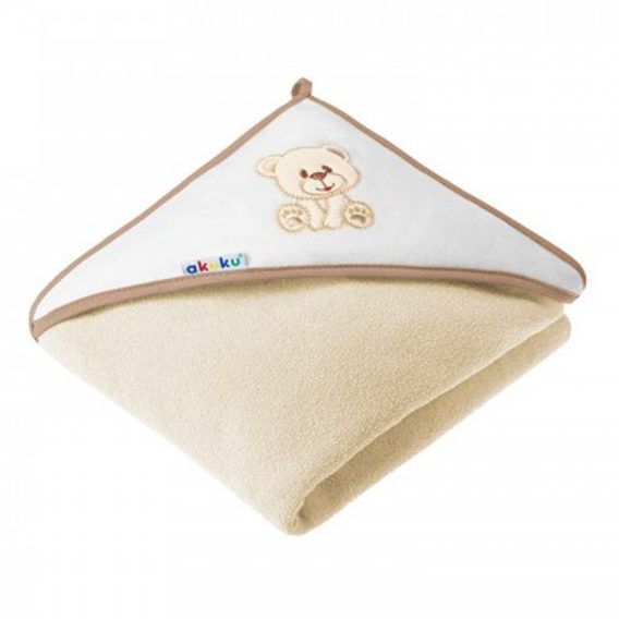 Akuku Dětská osuška s kapucí 100x100cm MÉĎA KRÉMOVÁ