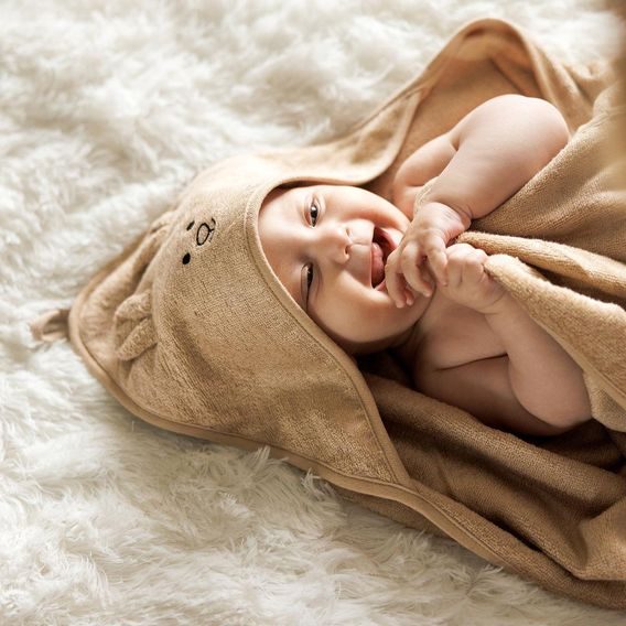 BabyOno Bambusová osuška s kapucí 100x100cm BÉŽOVÁ