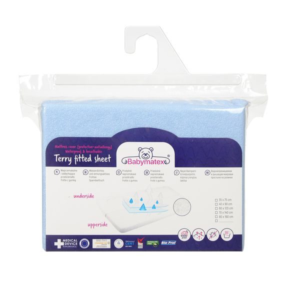 BabyMatex Nepromokavé froté prostěradlo 120x60cm MODRÉ