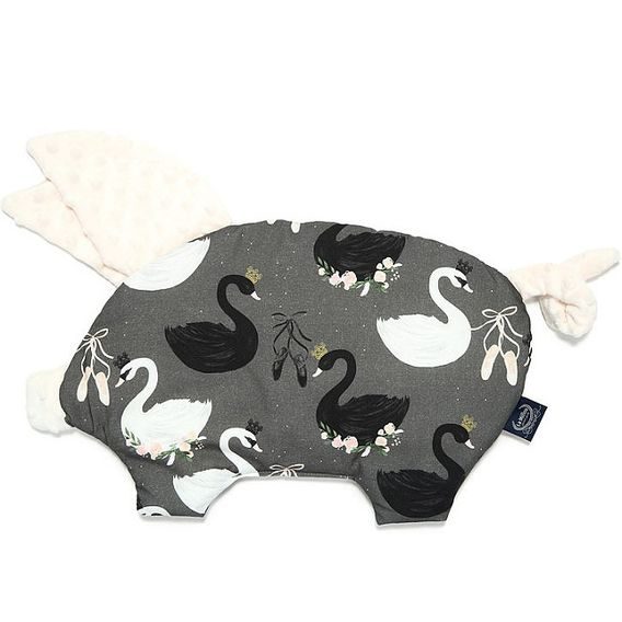 La Millou Luxusní dětský polštářek SLEEPY PIG, BLACK SWAN - ECRU