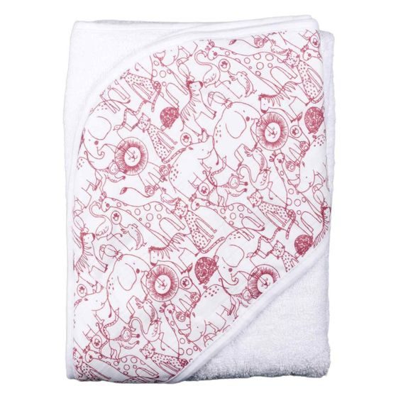 Kikko Bambusová froté osuška s kapucí XKKO BMB 90x90cm - SAFARI W/MESA ROSE