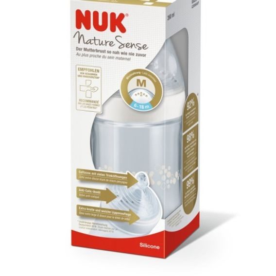 NUK Nature Sense láhev 260ml BÍLÁ