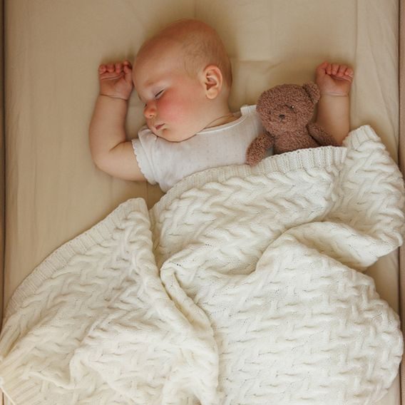 BabyOno Pletená dětská deka z merino vlny KRÉMOVÁ