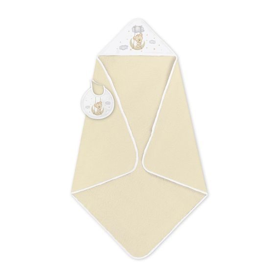 Interbaby Osuška froté + bryndák Medvídek na houpačce KRÉMOVÁ