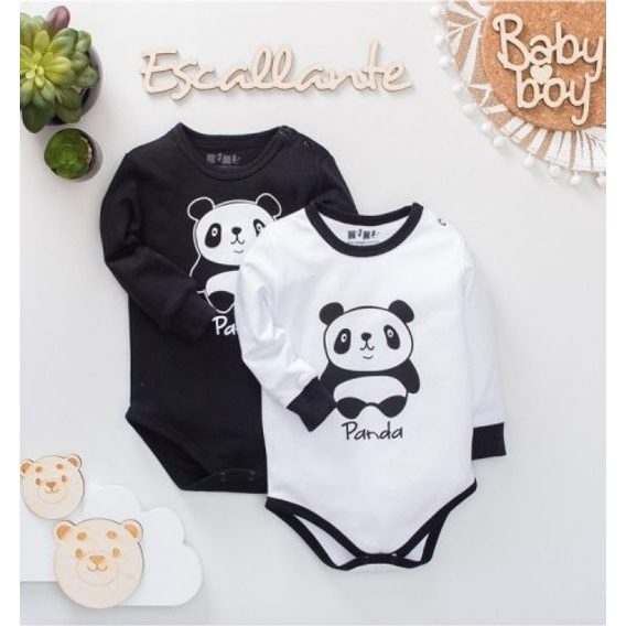 NINI Body dlouhý rukáv Panda BÍLÉ