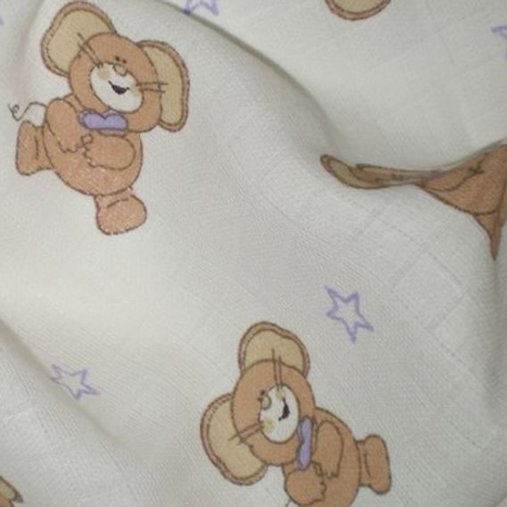 PREM Bavlněná plena s potiskem 70x70cm MYŠKA S FIALOVOU MAŠLÍ