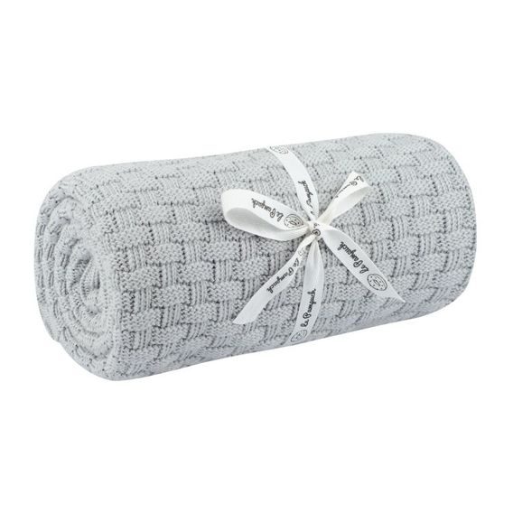 Le Pampuch Pletená dětská deka 100%Cotton "Bricks" LIGHT GREY