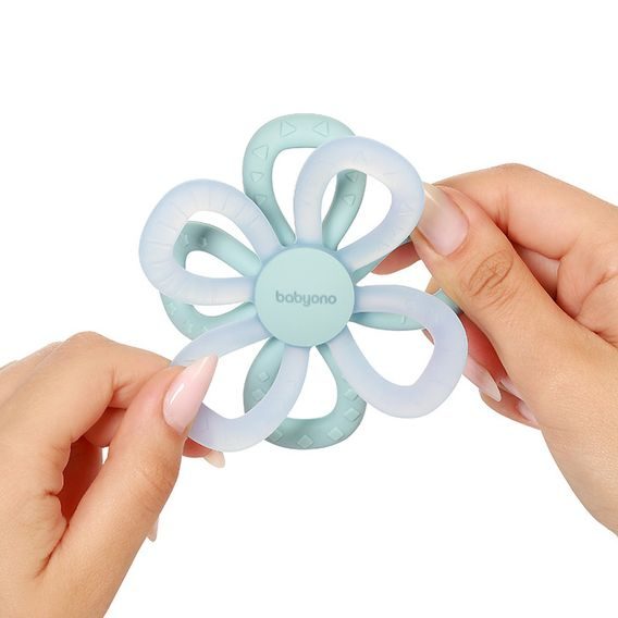 BabyOno Kousátko silikonové Kytička MODRÁ