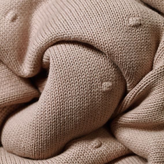 BabyOno Pletená dětská deka s plyšovou podšívkou HNĚDÁ