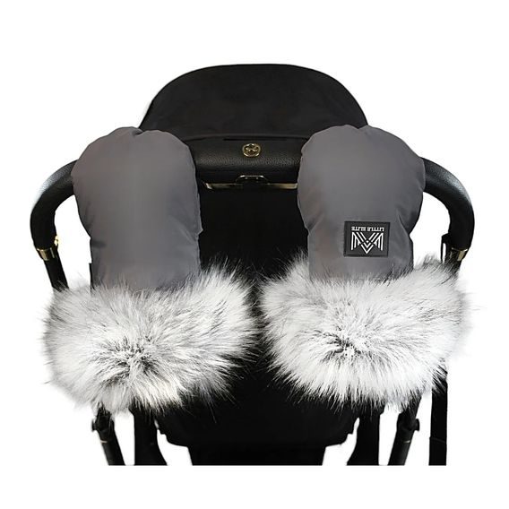 Little Elite Rukavice na kočárek GRAFIT šedý kožíšek