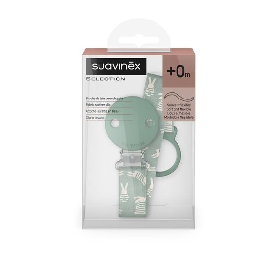 Suavinex Wonderland Klip na dudlík se stuhou ZELENÝ KRÁLÍK
